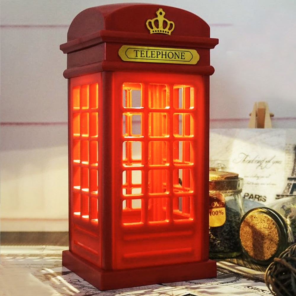 Retro London Telephone Booth Night Light USB Lamp