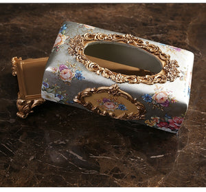 Luxury Vintage Flower Style Elegant Resin Tissue Box Holder