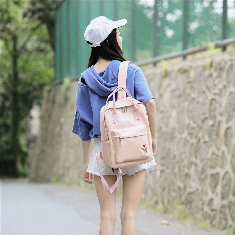 Cute Poppy Flower Canvas Backpack School Bags For Teenage Girls – MsHormony