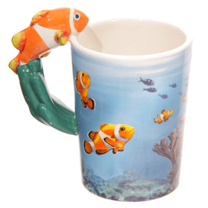 Orange Clown Fish Handle Under Sea Ceramic Coffee Mug Cup