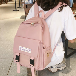 Cute Waterproof Buckle Women Nylon Backpack School Bags