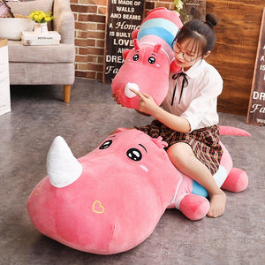 Colorful Giant Rhinoceros Hippo Super Soft Plush Stuffed Doll Pillow Cushion