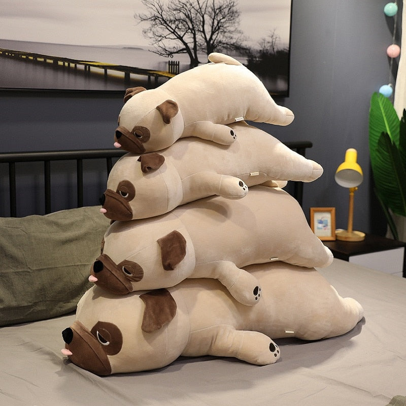 Giant Cartoon Pug Dog Lying Plush Stuffed Doll Sleep Pillow Gift