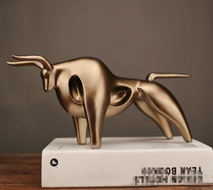 Modern Abstract Golden Calf Bull Resin Sculpture Statue Home Decoration
