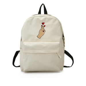Rose Mini Heart Embroidery Canvas Unisex School Bag Backpack