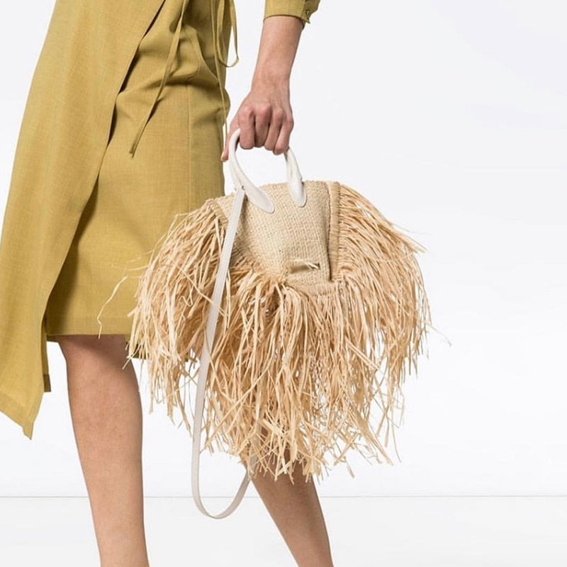 Luxury Tassel Straw Rattan Weave Handbags shoulder Bags