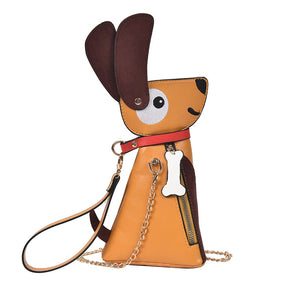 Funny Dachshund Dog Leather Purse Sholder Bag Handbag