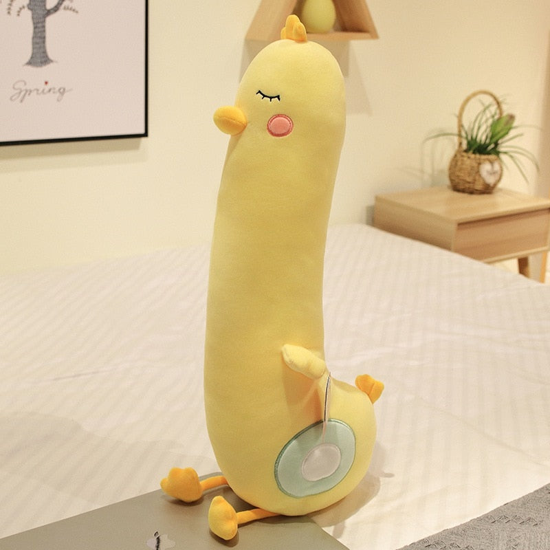 Cute Giant Yellow Chicken Duck Soft Plush Stuffed Doll Long Pillow Doll Gift