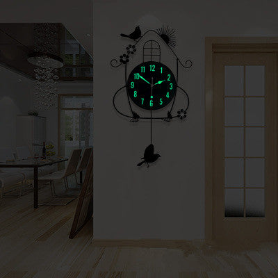 Iron Craft Bird House Swing Hanging Bird 12 Inch Pendulum Wall Clock