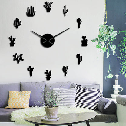 Botanical Cactus Large Frameless DIY Wall Clock
