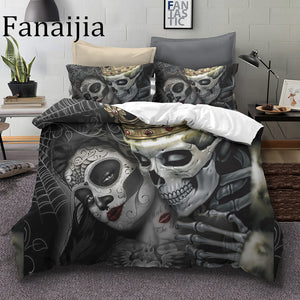 King & Queen Sugar Skull Beaut Kiss Duvet Cover Bedding Set