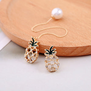 Cute Pineapple Earrings Imitation Pearls Long Line Drop Earrings