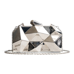 Geometric Hexagon Metal Handbags Clutches Purse