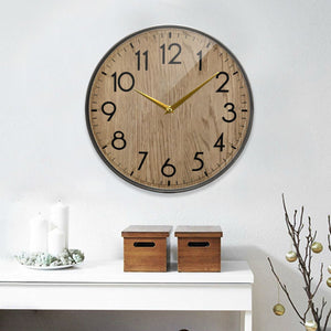 Wood Grain Acrylic Silent Non-Ticking Round Wall Clock