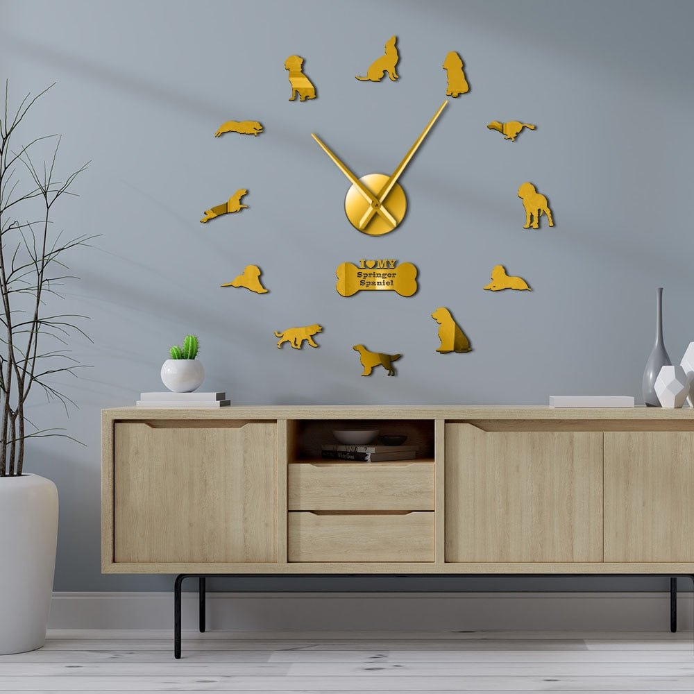 English Springer Spaniel Large Frameless DIY Wall Clock Dog Lover Gift
