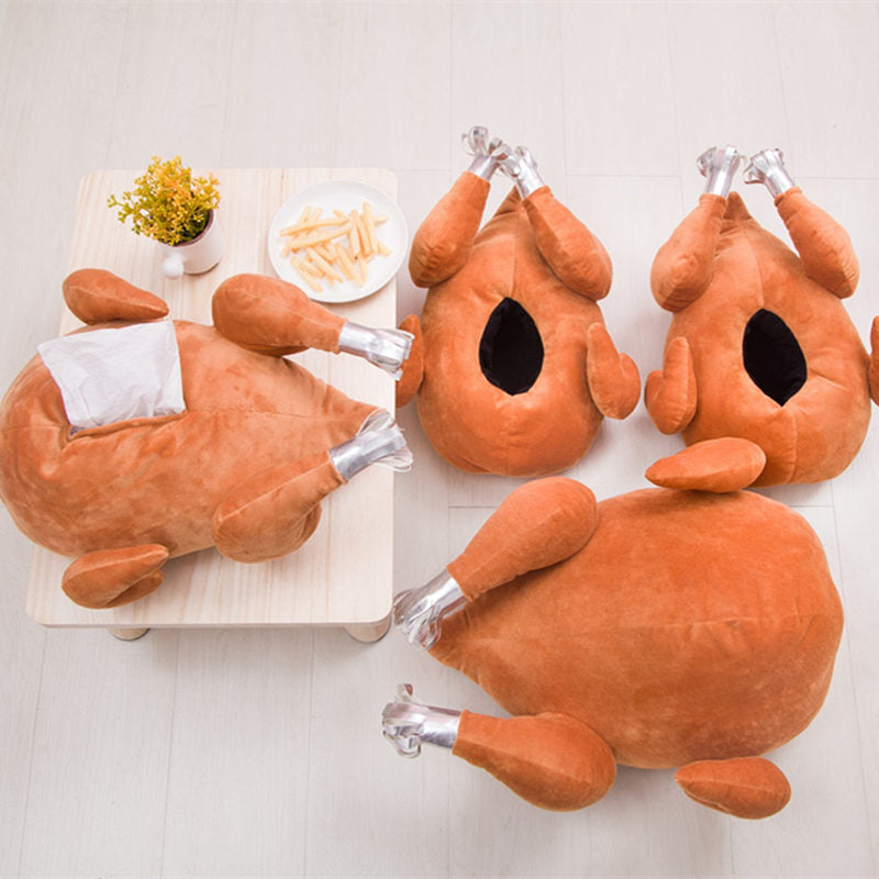 Funny Turkey Roast Chicken Soft Plush Tissue Box Pillow Blanket Hand Warmer