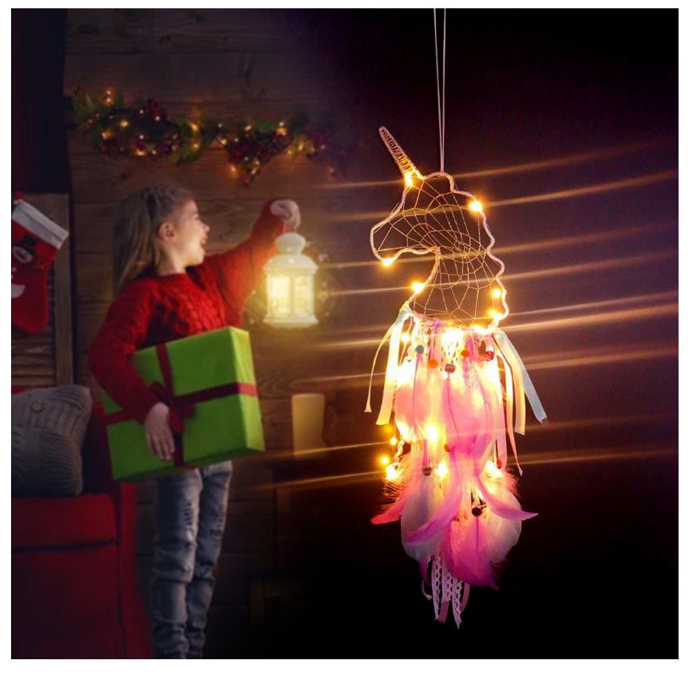 Feather LED Night Light Dreamcatchers Walling Hanging Decor