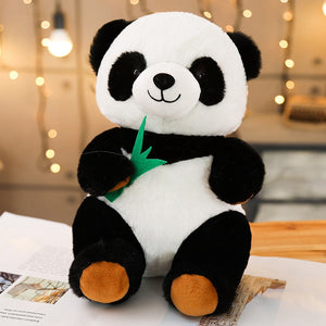 Cute Bear Panda with Bamboo Leaf Plush Stuffed Doll Gift