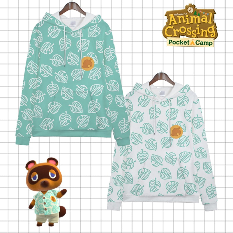 Leaf Pattern Tom Nook Animal Crossing Long Sleeve Hoodies