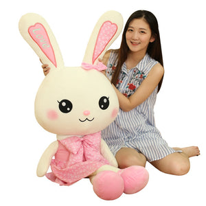 Lovely Cartoon Bunny Rabbit Girl with Dress Stuffed Plushie Doll Girl Birthday Gift