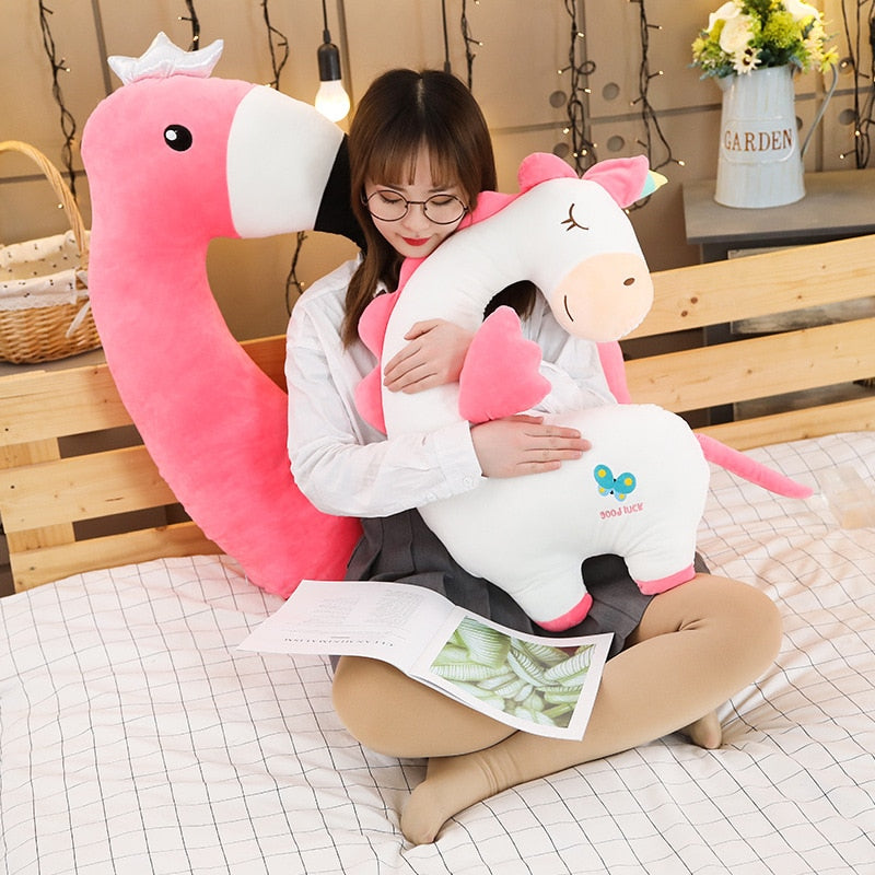 Giant Unicorn Dinosaur Flamingo Toy Stuffed Doll Pillows Gift