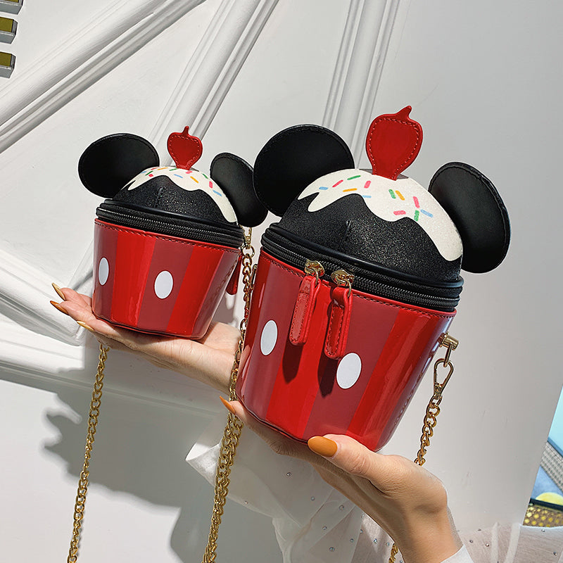 Cute Micky Ear Cup Cake Design Leather Shoulder Bag Handbag