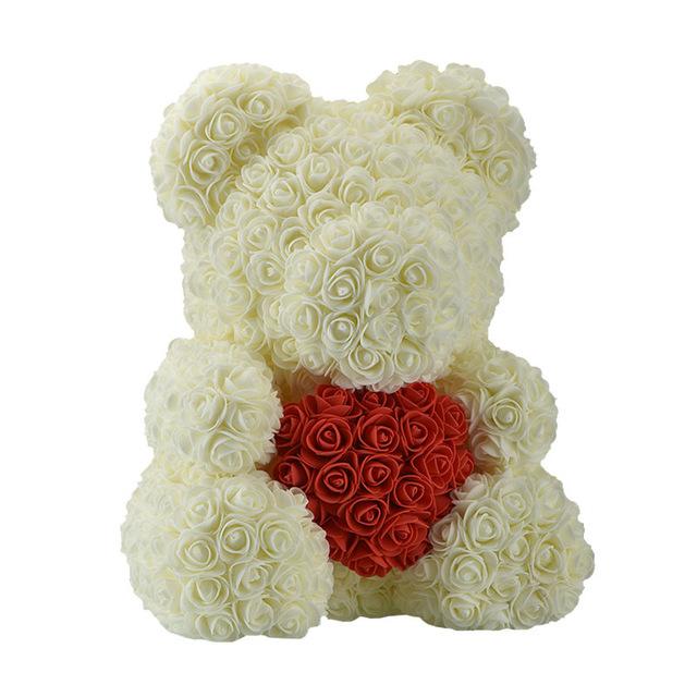 Dolls - Rose Bear Artificial Flowers Doll Wedding Gift