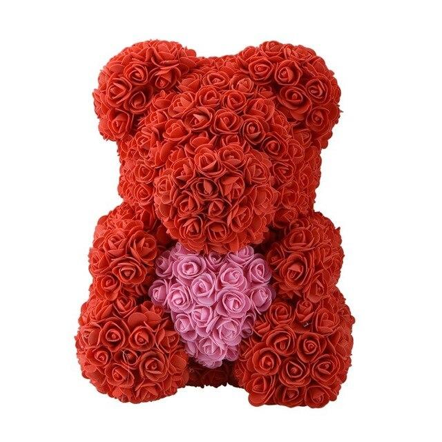 Dolls - Rose Bear Artificial Flowers Doll Wedding Gift