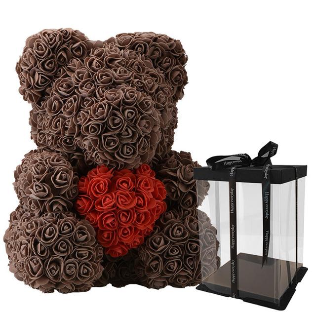 Dolls - Rose Bear Artificial Flowers Doll Wedding Gift