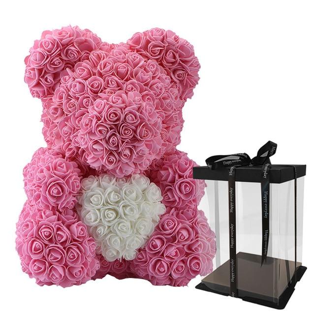 Dolls - Rose Bear Artificial Flowers Doll Wedding Gift