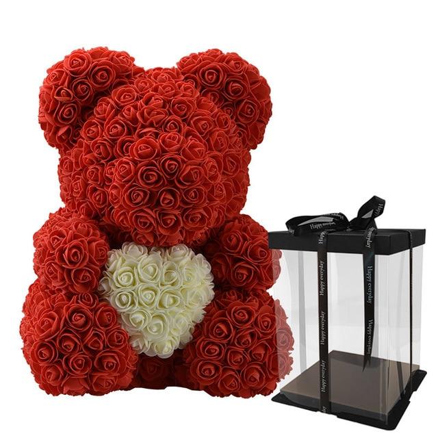 Dolls - Rose Bear Artificial Flowers Doll Wedding Gift