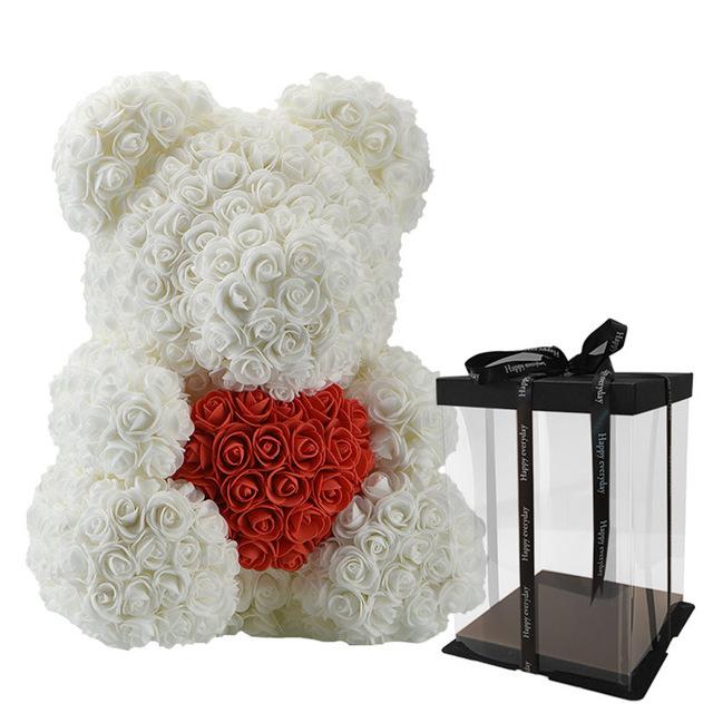 Dolls - Rose Bear Artificial Flowers Doll Wedding Gift