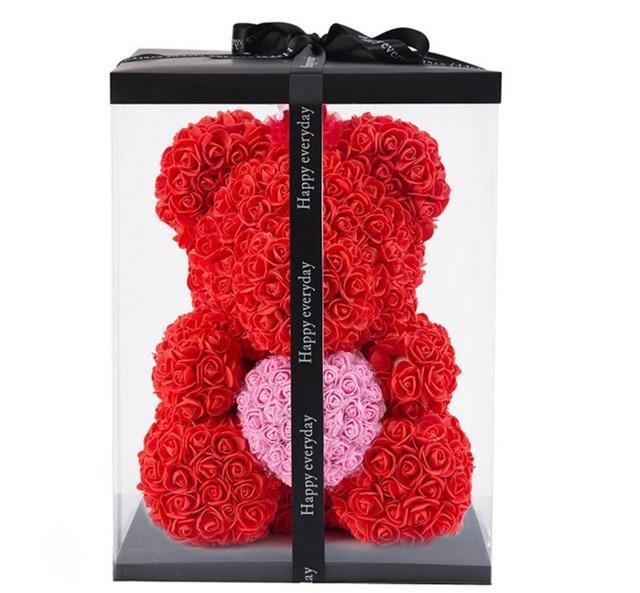 Dolls - Rose Bear Artificial Flowers Doll Wedding Gift