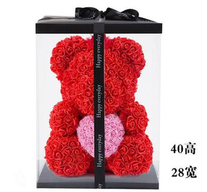 Dolls - Rose Bear Artificial Flowers Doll Wedding Gift