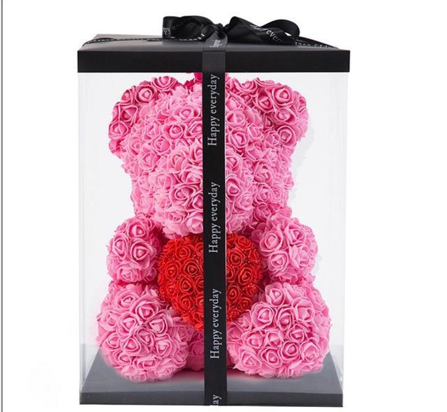 Dolls - Rose Bear Artificial Flowers Doll Wedding Gift