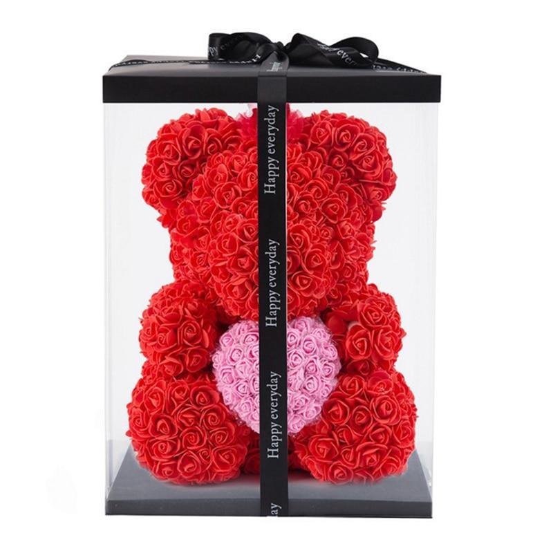 Dolls - Rose Bear Artificial Flowers Doll Wedding Gift