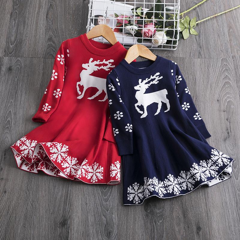 Dresses - New Year Clothes Christmas Party Long Sleeve Xmas Dress For Girls