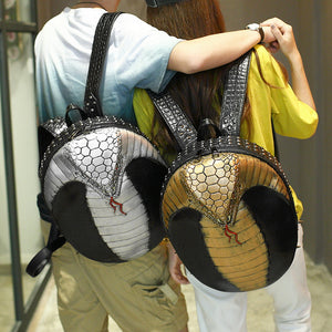 Snake Head Rivet Punk Style Waterproof Leather Bagpack