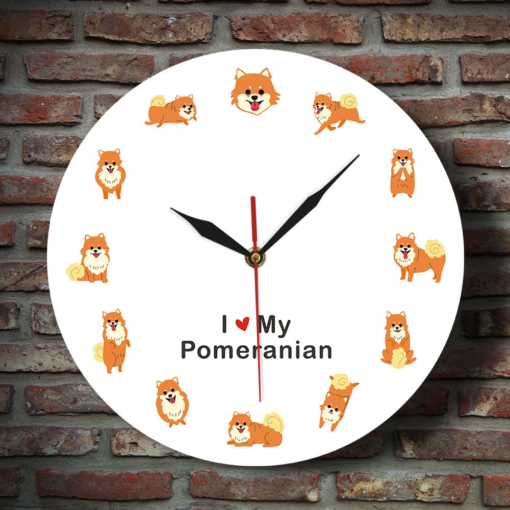 Cartoon Pomeranian Dog Wall Clock