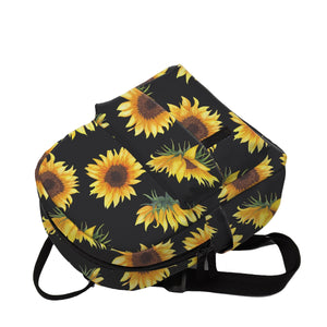 Cute Sunflower Printing Mini Black Backpack School Backpack For Girls