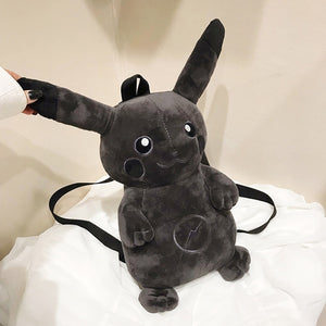 Cute Lightning Dark Black Pikachu Stuffed Plush Doll Shoulder Bag Backpack