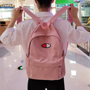 Couple Mini Heart Waterproof Nylon Backpack School Bag For Teenage Girl