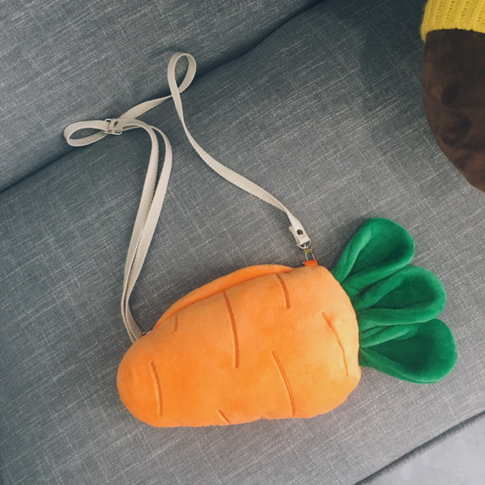 Cute Carrot Stuffed Plush Shoulder Bag for Children