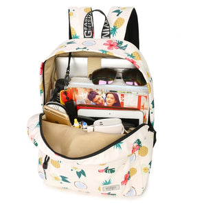 Cute Pineapple Coconut Tropical Large Capacity School Bag Backpack