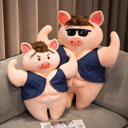 Cute Strong Fitness Muscle Pig Stuffed Plush Doll Birthday Gift