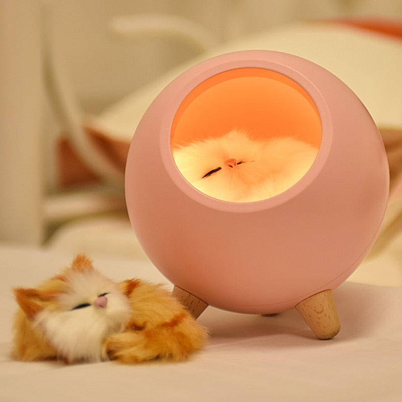Cute Sleeping Cat LED Night Light Desk Lamp Decor