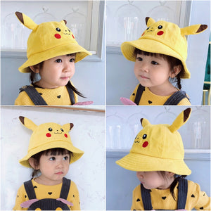 Anime Yellow Pokemon Pikachu Bucket Wide Hat Outdoor Cap