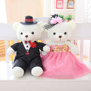 Cute Couple Wedding Teddy Bear Bride & Groom Plush Stuffed Dolls