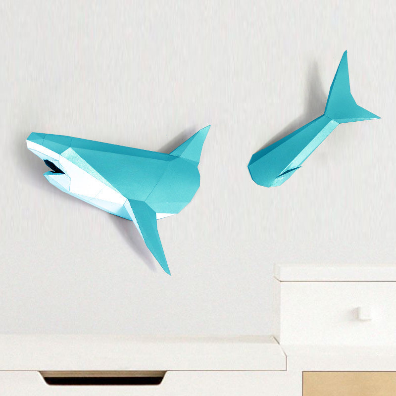 3D Pre-Cut Shark DIY Paper Craft Model Home Decor Gift
