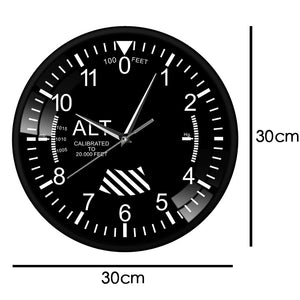 Modern Pilot Air Plane Altimeter Measurement Round Wall Clock